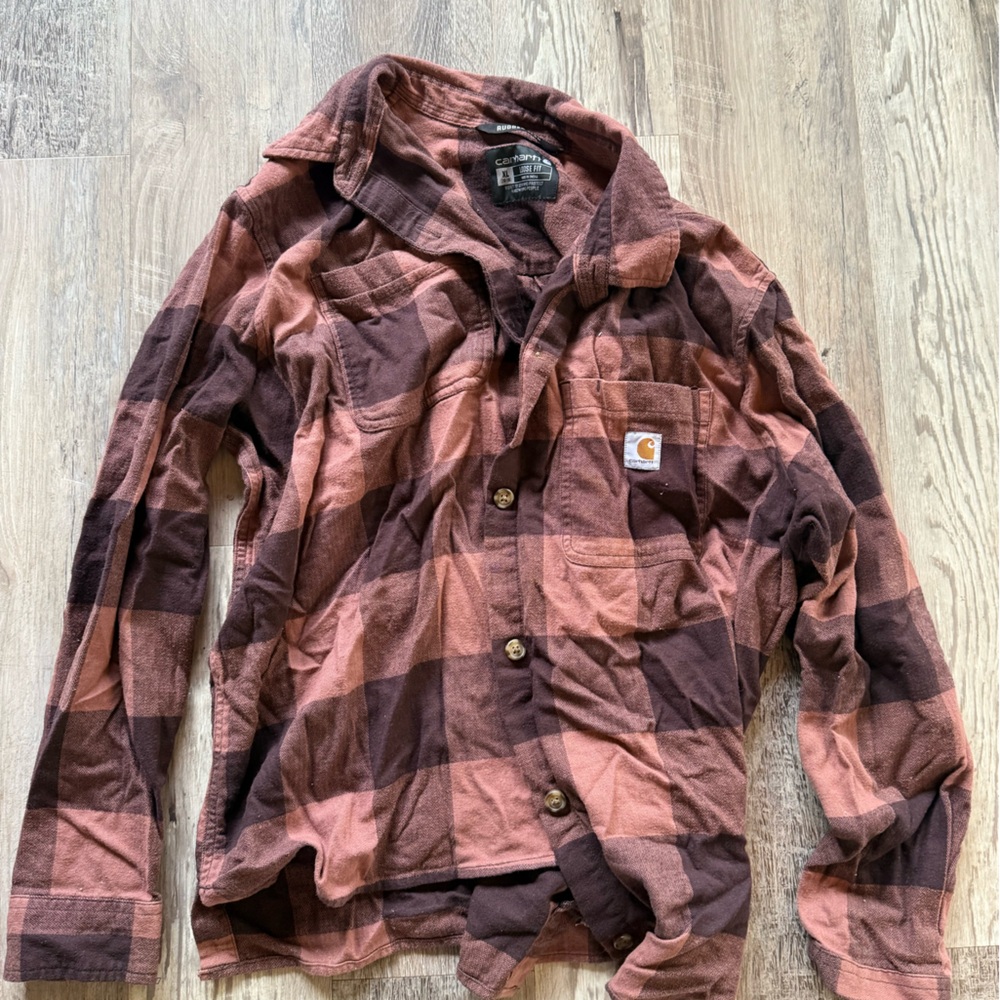 Carhartt women’s Casual Plaid Shirt in Brown and Black